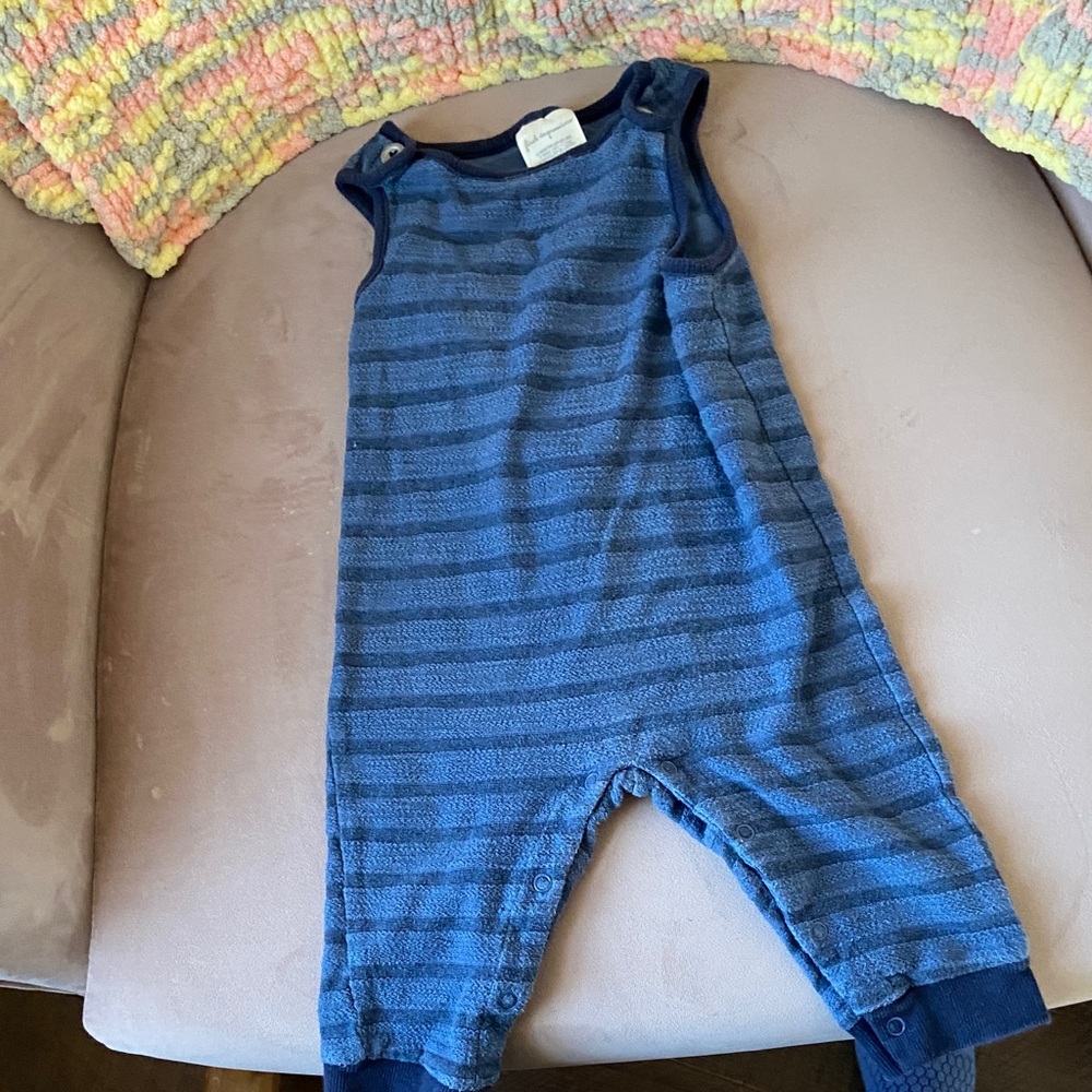 3/$15 Blue Striped Baby Romper 12 mos